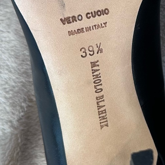 Manolo Blahnik NEW Black Leather Pointed Toe BB Pump 39.5 105mm New In Box - Picture 13 of 16